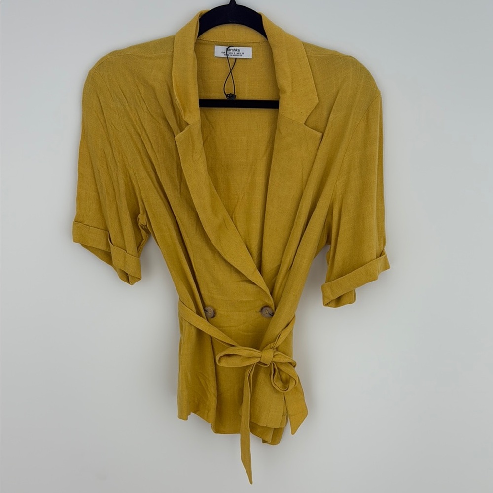 Mustard Yellow Wrap Blazer